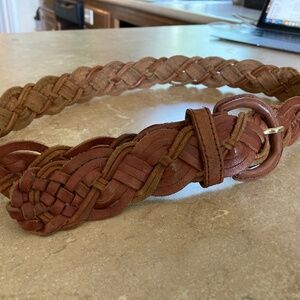 Braided vintage tan leather belt